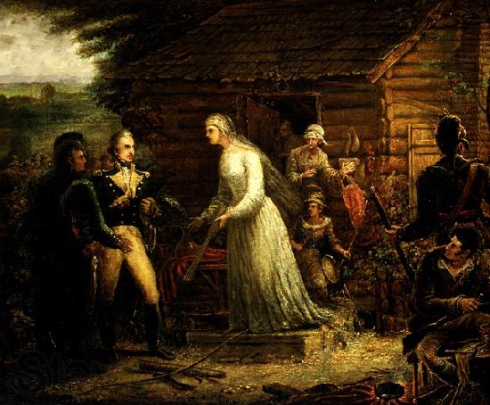 John Blake White Motte Directing Generals Marion and Lee to Burn Her Mansion Norge oil painting art
